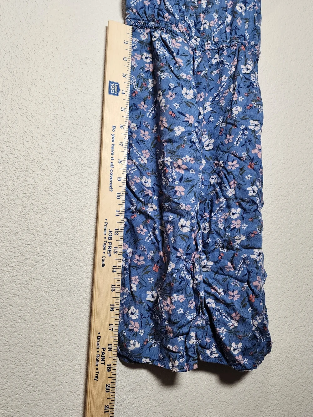 OshKosh B'gosh Blue Floral Romper Cap Sleeves with Pink & White Accents